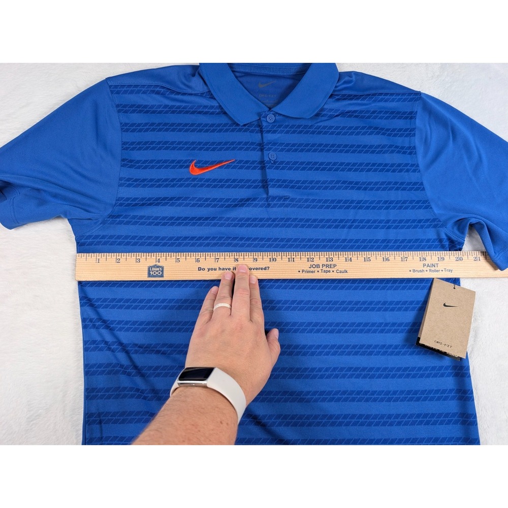 Nike Dri Fit Coaches‎ Victory Polo Shirt Mens Small Royal Blue Striped NWT. - Picture 4 of 10